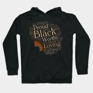 Proud Black Woman Words in Afro Hoodie